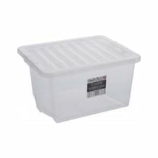 Image of Wham Crystal Stacking Plastic Storage Container + Clear Clip Lid 11 LITRE X 4