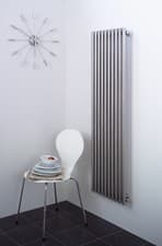 Image of Electric Modern Vertical Designer Radiator: Brushed Matt Stainless Steel 2000mm