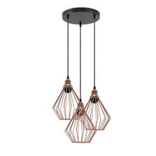 Image of 2 Pack Modern Retro 3 Way Ceiling Pendant Light Cluster Diamond Cage Light