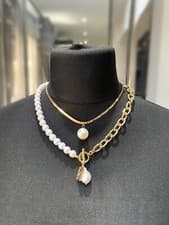 Image of Half Pearl Half Gold Plated Necklace
