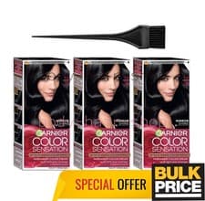Image of Garnier Color Sensation 1.0 Ultra Onyx Black Hair Color Cream Deep Intense 3-Pcs