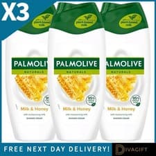 Image of 3 x PALMOLIVE SHOWER CREAM GEL 250ML MILK & HONEY FRAGRANCE MOISTURISING MILK