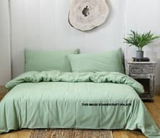 Image of Organic Cotton Sheet Set, {200} Thread Count Bed / Flat/ 2 Pillowcases Green