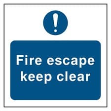 Image of Fire Escape Keep Clear Sign or Sticker | FPRV0028