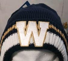 Image of Univ of Washington Huskies Beanie Knit Football Authentic Sideline. Reebok NWT
