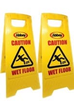 Image of bbey Pack of 2 Warning Caution Wet Floor Sign Yellow 640mm Height – Cleaning in