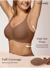 Image of Bras for Women Push Up Bra Seamless Non Wired Wireless Support Brown Jolicomfy