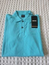 Image of HUGO BOSS POLO SHIRT AQUA BLUE MENS SIZE S GENUINE NEW PIT TO PIT"19inch