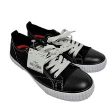 Image of Levis Mens Anikin Low Top Canvas Sneakers Black White Size 8 M ANIKINIIIIA0
