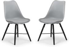 Image of Julian Bowen Kari Dining Chairs Set of 2 - Grey Chair with Black Metal Legs