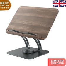 Image of Classic Gray Foldable Cookbook Stand with Elastic Page Clips & 360° Rotation
