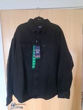 Image of Chaps Heritage Denim Shirt Jacket Black (Storm Wash) Men's XL Pit To Pit 25.5"