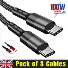 Image of USB C To USB C Fast Charger PD 100W Dual Type C Charging Data Sync USB Cable UK