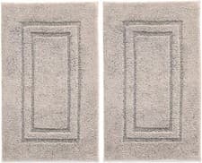 Image of 2 Piece 100% Cotton Bath Mats Luxury Terry Towelling 1000-GSM Soft Towel Mat - 
