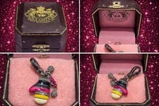 Image of Juicy Couture Mitten Charm Bracelet Pink Enamel Crystal Boxed J2k Vintage