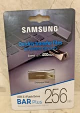 Image of Samsung BAR Plus USB 3.1 Flash Drive, 256GB, 400MB/s Read, Silver, UK Seller