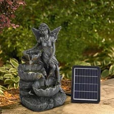 Image of Garden Fairy Cascade Water Feature Outdoor Solar Powered LED Fountain Waterfall