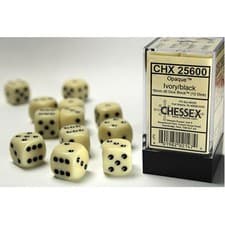 Image of Chessex - 16mm D6 Dice Block - Ivory w/Black - Brand New & Sealed
