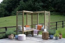 Image of Wooden 1.8x1.8m Corner Arbour Firenze Garden Trellis Bench Seat Free Delivery