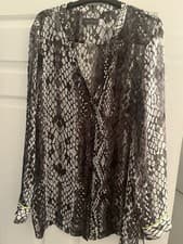Image of Brand New Mint Velvet Grey Animal Print Blouse Size 12 Never Worn Without Tags.