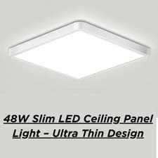 Image of 48W LED Ceiling Light 20" Square White Flush Mount Modern Panel Lamp 100-265V
