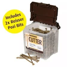 Image of Reisser Woodscrews Cutter Screws Pozi Countersunk 5 X 100mm Waterproof Tub 250