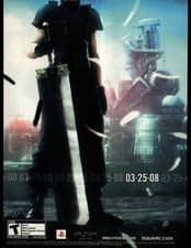 Image of Crisis Core Final Fantasy VII PSP Video Game Ad Square Enix 2008 Print