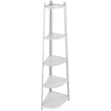 Image of 5 Level Corner Ladder Shelf Bookcase Display Bookshelf Unit White Grey Shelving