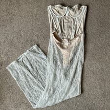 Image of PrettyLittleThing *Sample* White Lace Corset Style Strapless Bodysuit NWT Small