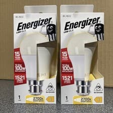 Image of 2x BC B22 Energizer LED Bulbs 2700k Warm White GLS 12.6W 1521 Lm Non-dimmable