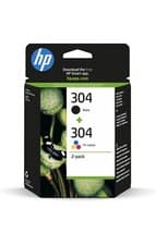 Image of HP 304 2 Pack Tri-colour Black Original Ink Cartridge 3JB05AE