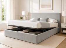 Image of LOW PROFILE OTTOMAN STORAGE BED FRAME UPHOLSTERED PLUSH VELVET - PLAIN HEADBOARD