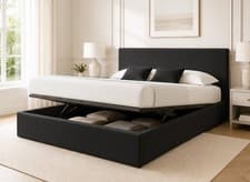 Image of LOW PROFILE OTTOMAN STORAGE BED FRAME UPHOLSTERED PLUSH VELVET - PLAIN HEADBOARD