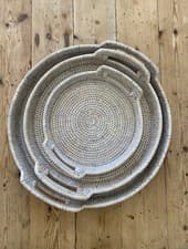Image of Rattan Basket Weave White Wash Finish Small