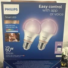 Image of Philips Smart LED 8.5W E27 Dimmable Warm-to-Cool Light Bulb Connected by WiZ, X2