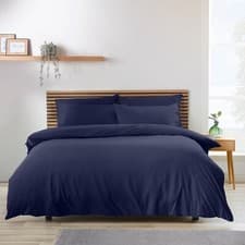 Image of Catherine Lansfield So Soft Non-Iron Duvet Cover Bed Set Or Fitted Sheet Navy