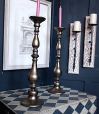 Image of New Tall Metal Gold Rustic Torchere Candle Stick Holder Mantel Column Pillar