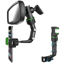 Image of 360° Rotatable Rearview Central Mirror Car Phone Holder | Swivel Mount Arm Dock