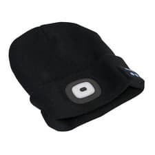Image of Sealey Beanie Hat 4 SMD LED USB Rechargeable With Wireless Headphones - LED185W