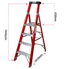 Image of Excel Heavy Duty Electricians Fibreglass Platform Step Ladder 4 Tread 1.57m