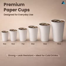 Image of Coffee Cups Disposable Single Wall White Paper Drinks Tea Cup