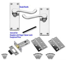 Image of Victorian Scroll Lever Latch Door Handles Polished Chrome Internal Set