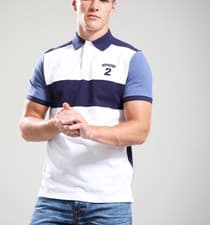 Image of HACKETT Heritage Number 2 Mens Panel Polo Shirt in Optic White Size M