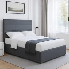 Image of Divan Ottoman Bed Set Panel Plush Velvet Upholstered Gas Lift Storage & Mattress