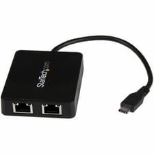 Image of Startech Usb C To Dual Gigabit Ethernet Adapter With Usb 3.0 Type-A Port Usb Typ