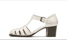 Image of Brand New Clarks Size 5.5 UK White Heeled Sandals Sold Out Online
