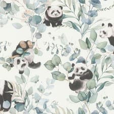 Image of Rasch Panda Play Wallpaper - 301144 - Green