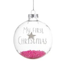 Image of Sass & Belle Baby Girl First Christmas Bauble Festive Christmas Tree Decoration
