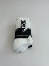 Image of Emporio Armani Men’s 3 Pack Socks Crew Sports Logo White One Size Cotton Mix New