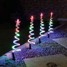 Image of Christmas Decoration Outdoor Garden Path Patio Light Up Lamps Coloued/White